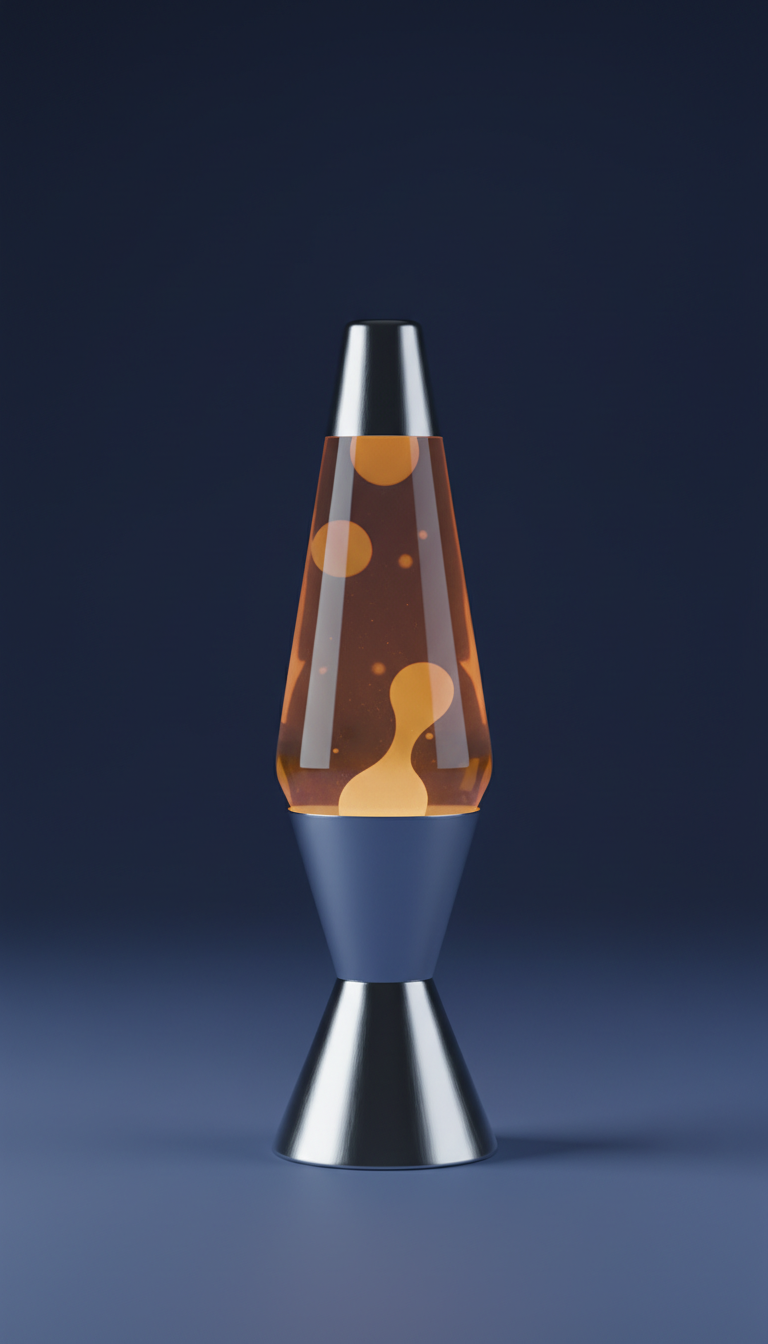 Chrome base lava lamp with amber wax